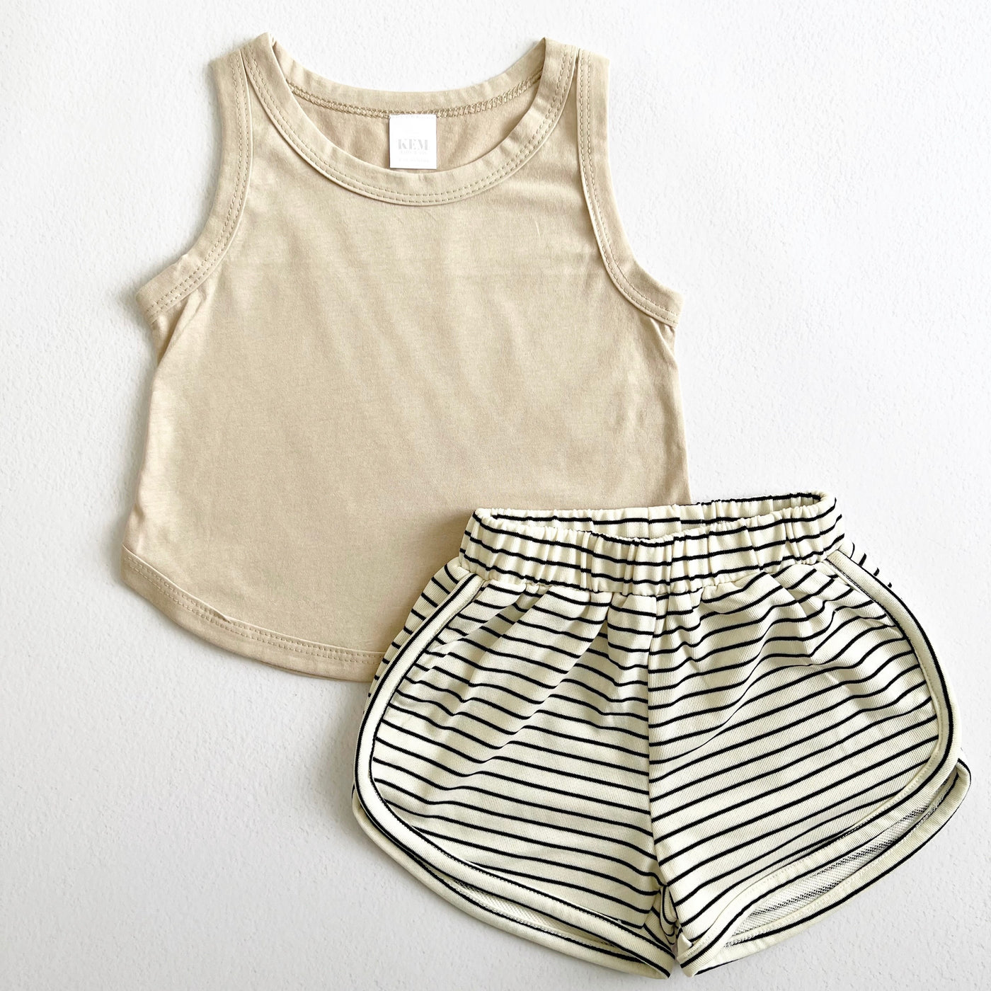 Retro Striped Shorts Tank Top Set